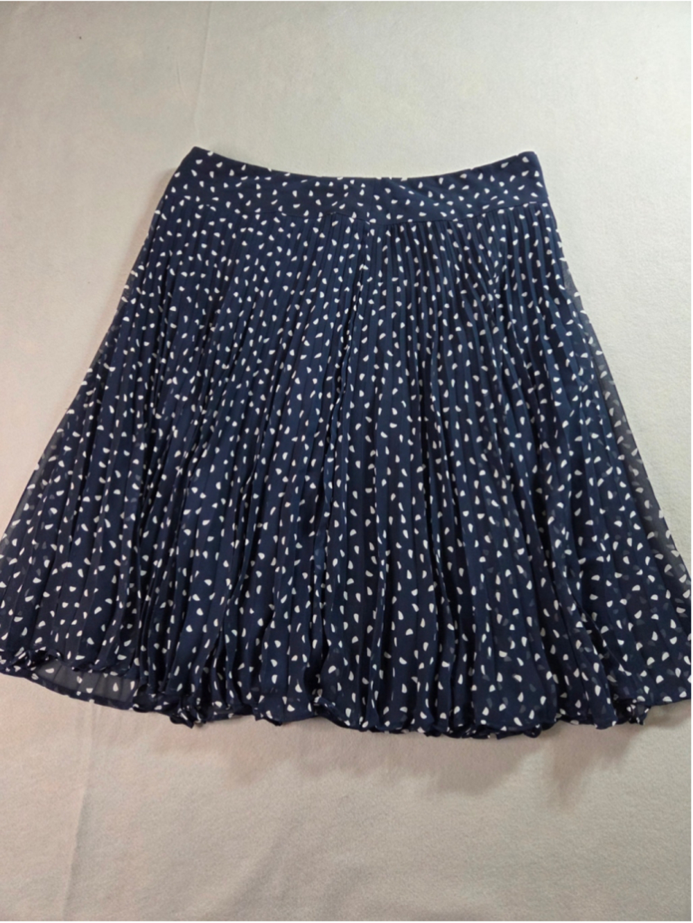 Women's Charter Club Navy White Polka Dot Pleated A-Line Skirt Size 14